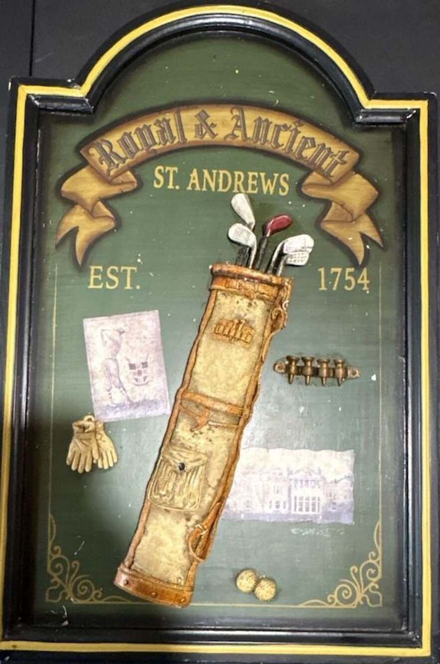 Royal & Ancient St. Andrews Golf Clubs Balls & Tees Wall Decor 26x17